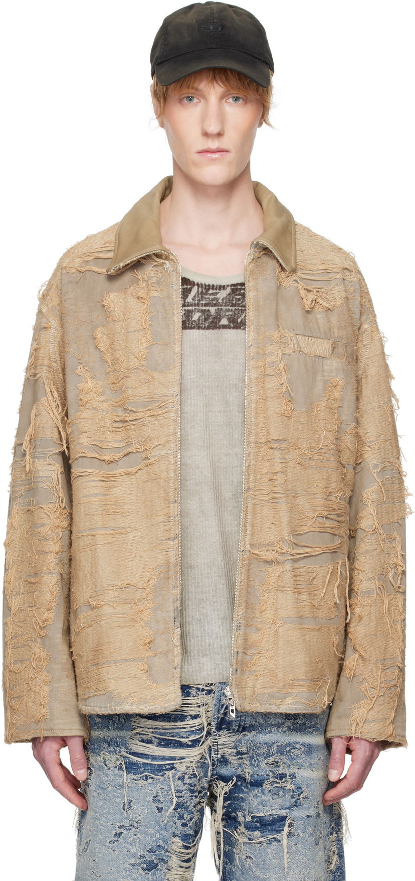Куртка Diesel Diesel D-Ivar-Fsg Distressed Denim Jacket бежевий | A18111-007AZ-33S