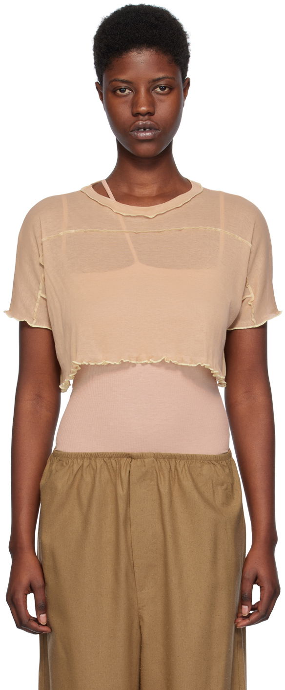 Кроп-топи Baserange Crop T-Shirt Sun бежевий | TOSC-CG-SP24