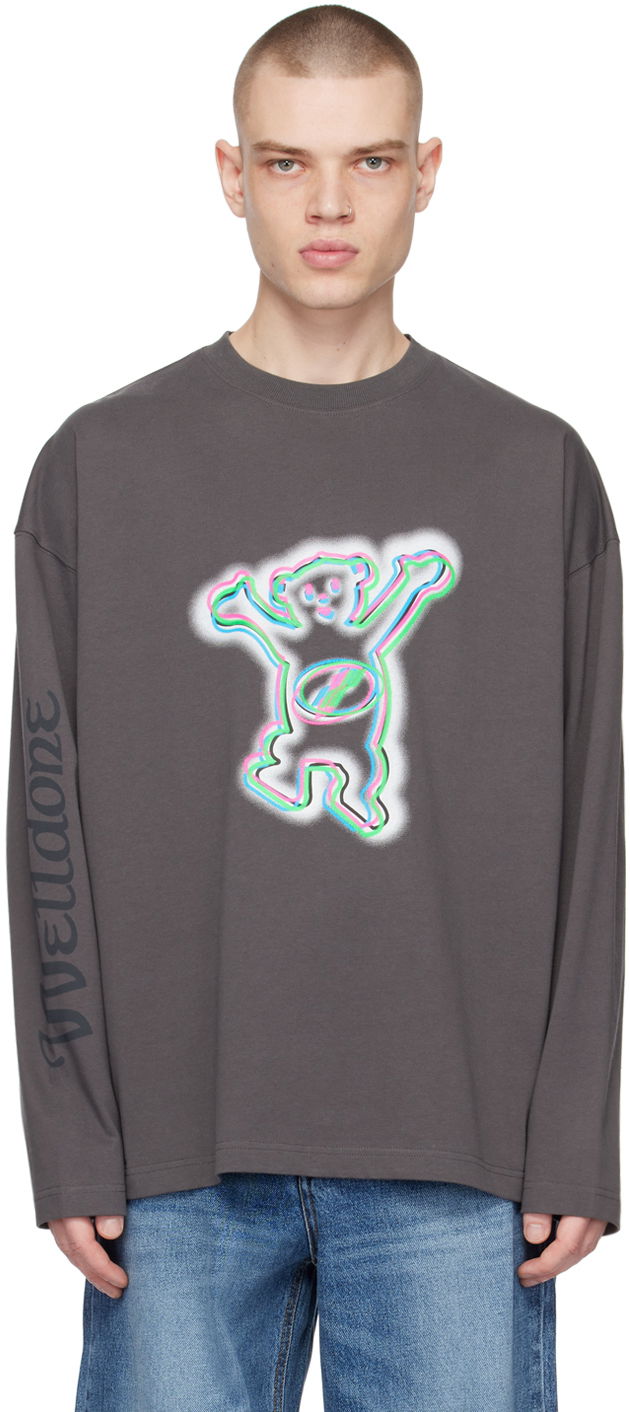 Футболка We11done We11done Teddy Graphic Long Sleeve T-Shirt Сірий | WD-TT3-22-833-U-CH