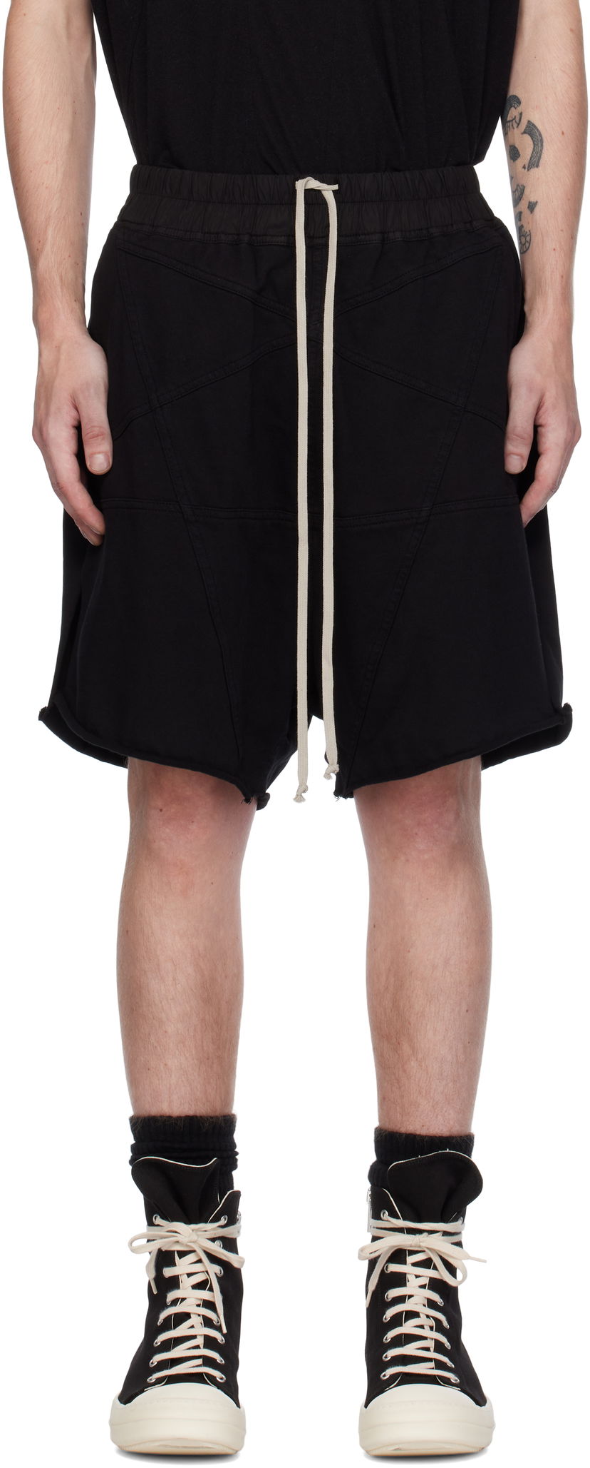 Шорти Rick Owens Porterville Jersey Trucker Shorts чорний | DU02D2388 RIGET1