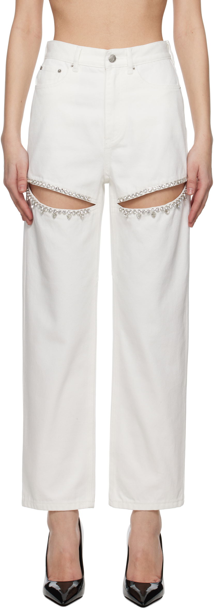Джинси Area AREA Crystal Slit Jeans білий | 0000P01335