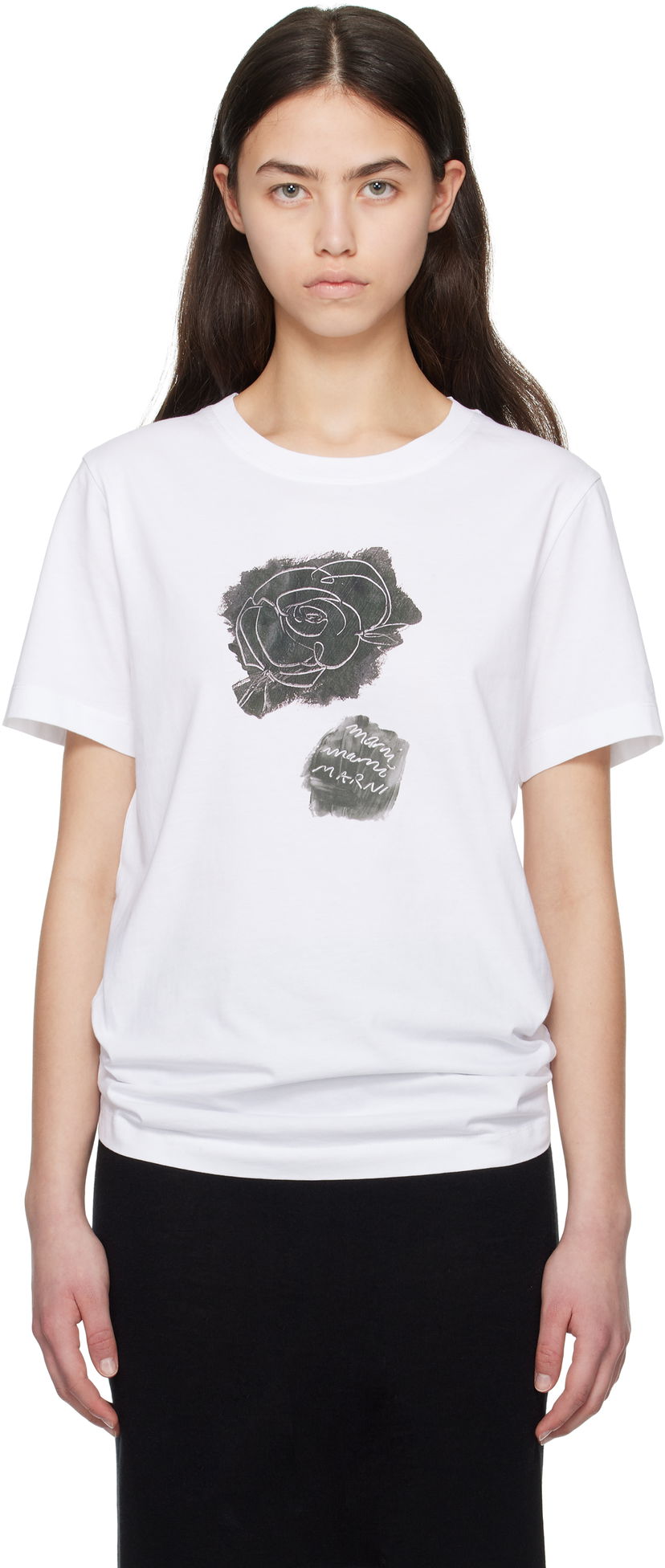 Футболка Marni Marni Brushed Rose Cotton Jersey T-Shirt білий | THJE0293PA USCX64