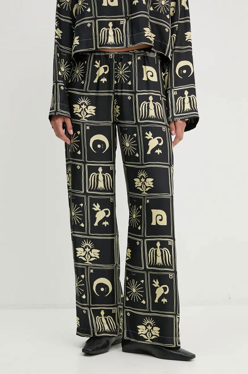 Штани Nanushka Silk Wide Leg Pants чорний | NW24PFOW05999