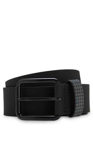 Ремені BOSS Porsche x BOSS Italian Leather Belt with Patterned Keeper чорний | 50548406
