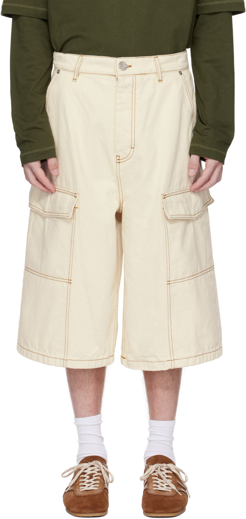 Шорти AMI AMI Paris Cotton Wide Fit Cargo Bermuda Shorts бежевий | HSO406.DE0039