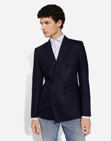 Куртка Dolce & Gabbana Dolce & Gabbana Double-breasted Pinstripe Flannel Taormina-Fit Jacket темно-синій | G2NW1TFRCB7S8053, 3