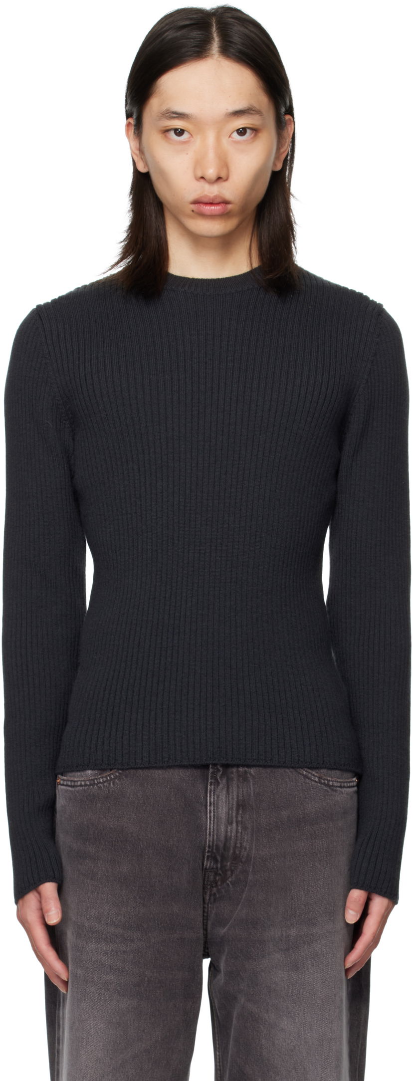 Cветр OUR LEGACY OUR LEGACY Compact Round Neck Sweater темно-синій | M4253CO