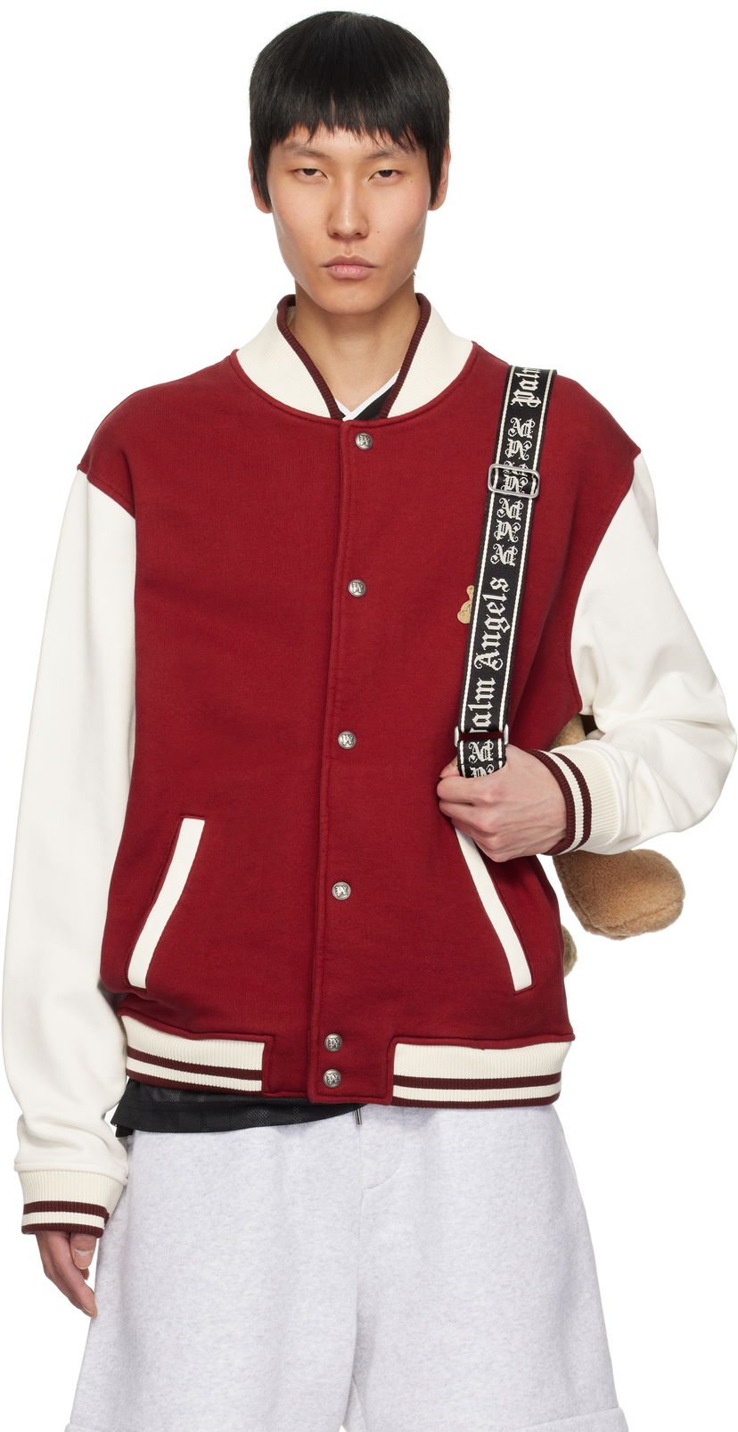 Куртка бомбер Palm Angels Palm Angels 'Bear in Mind' Varsity Bomber Jacket Червоний | PMEK011S25FAB0012503