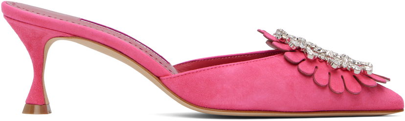 Кросівки та взуття Manolo Blahnik Manolo Blahnik Shogmu Suede Mules with Crystal Embellishment Рожевий | 125-2854