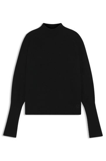 Cветр BOSS Relaxed-fit mock-neck sweater in a wool blend чорний | 50548251, 0