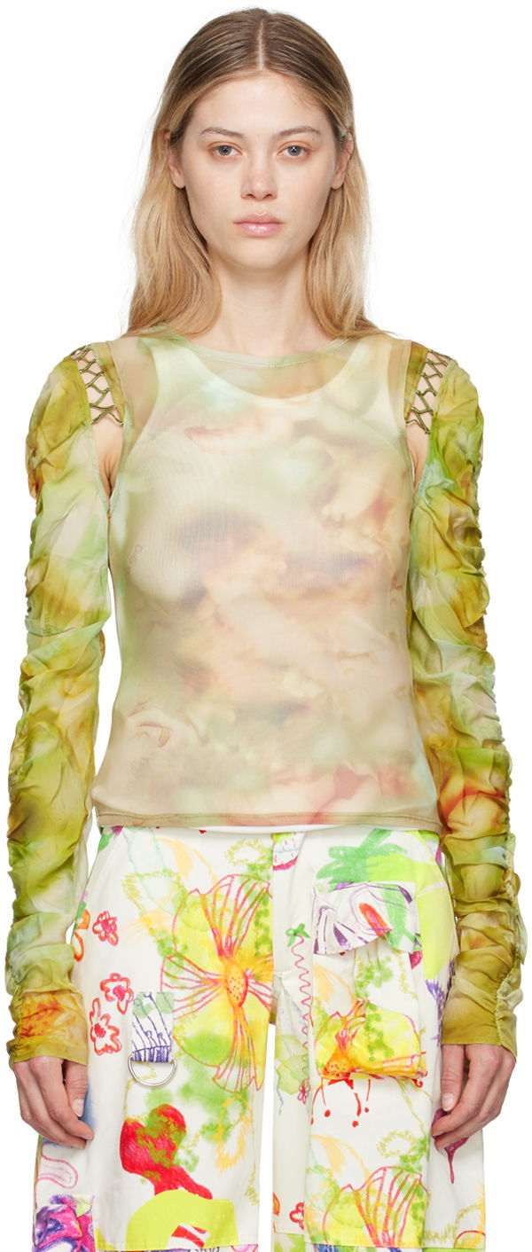 Безрукавка Collina Strada Collina Strada Cardio Delilah Sheer Long Sleeve Blouse Зелений | XX3288