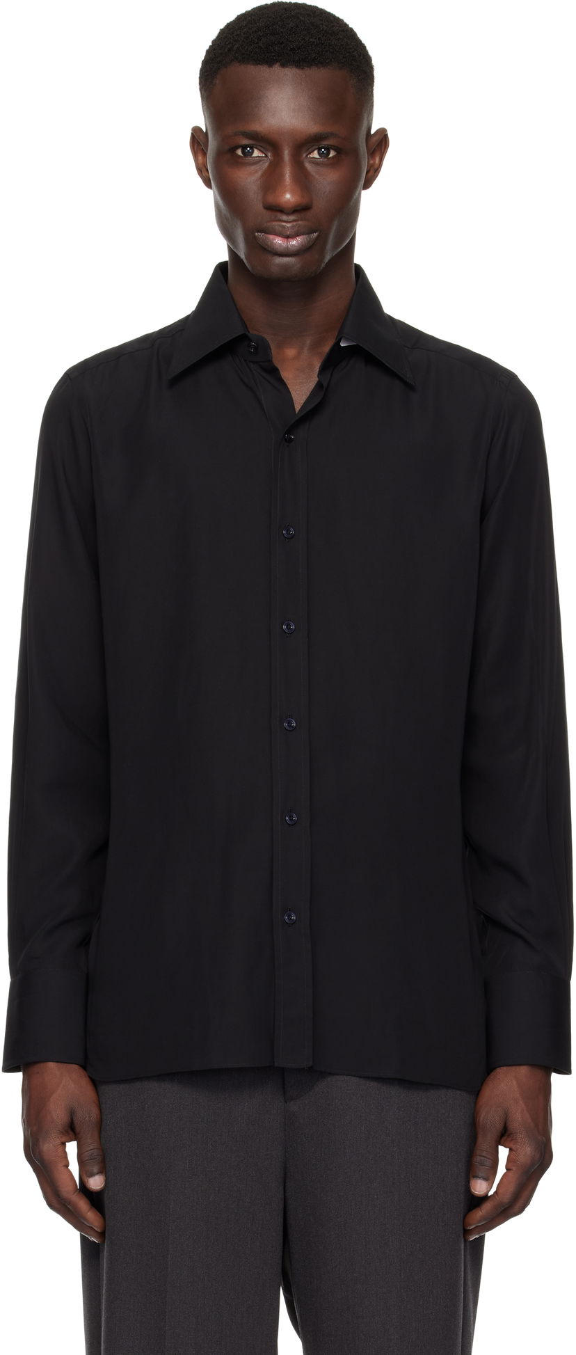 Сорочка Tom Ford TOM FORD Lightweight Lyocell Slim Fit Shirt чорний | HSBC01-LYS03