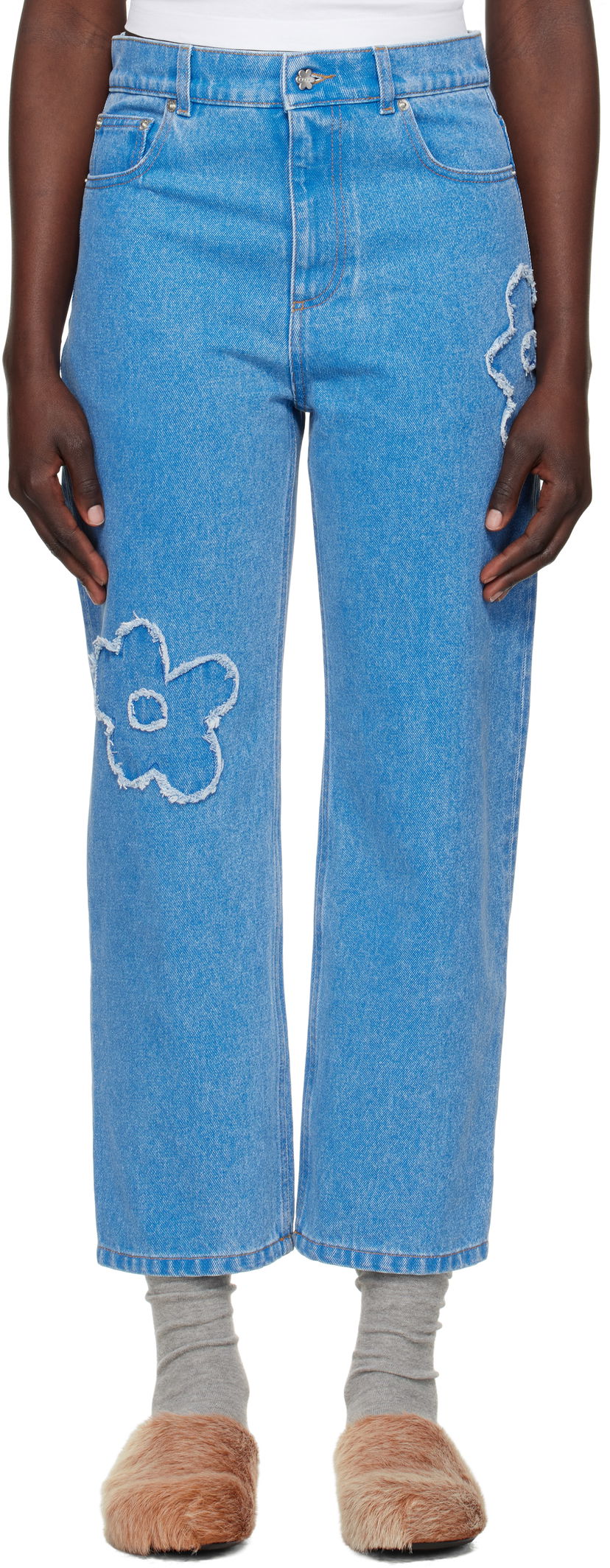 Джинси Marni Marni Boyfriend Jeans with Flower Appliqué Синій | PAJD0425Q2 USCX34