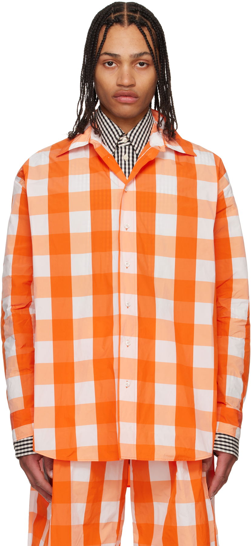 Сорочка Walter Van Beirendonck Walter Van Beirendonck Maxi Gingham Button-Up Shirt Помаранчевий | 6002
