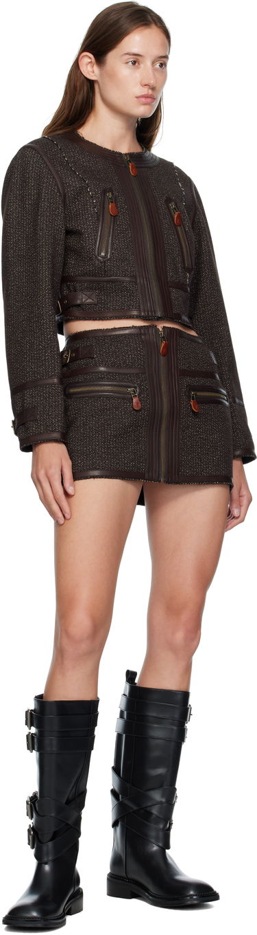 Куртка R13 R13 Stitch Detail Cropped Crewneck Jacket Коричневий | R13WR449-R567A, 3