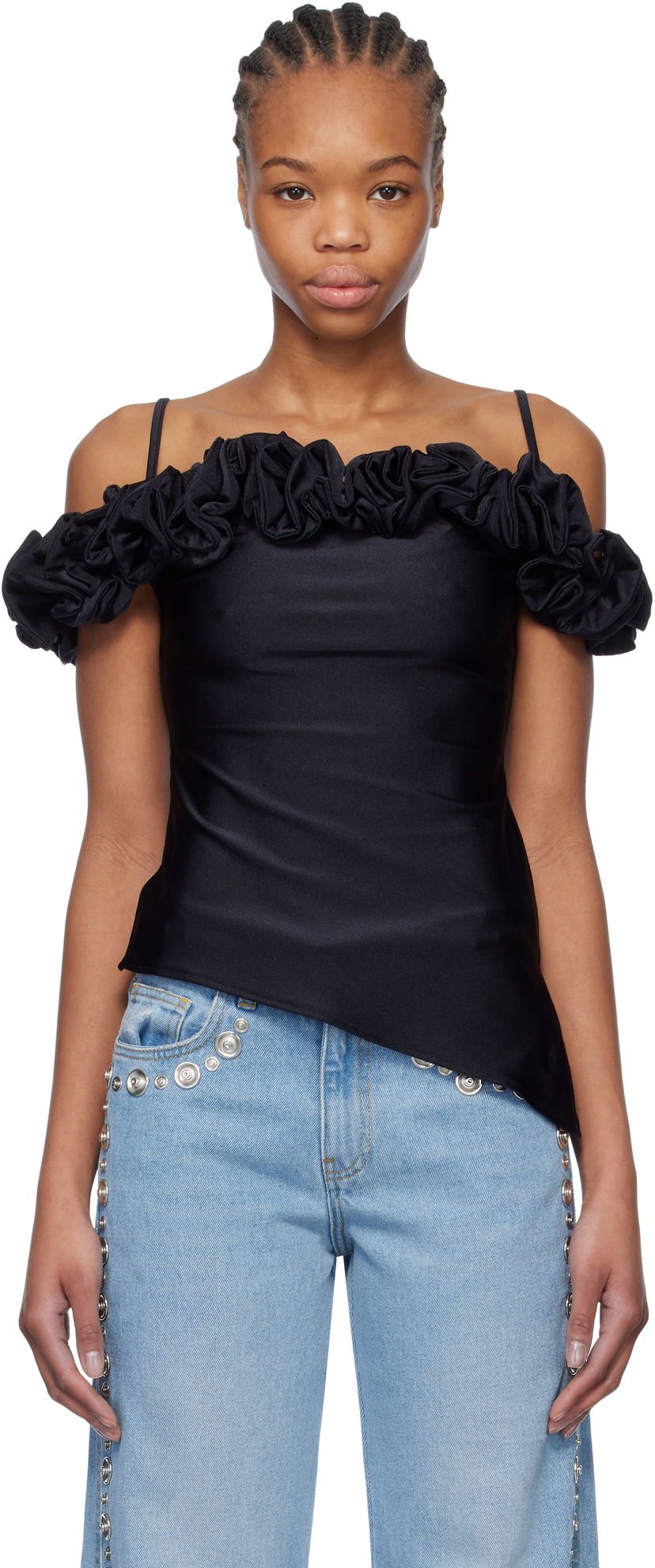 Безрукавка Coperni Coperni Ruffle Camisole Top чорний | COPT79F5001