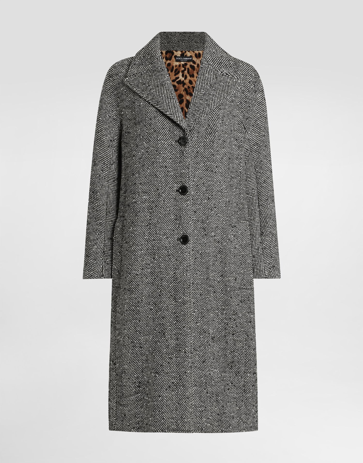 Пальто Dolce & Gabbana Dolce & Gabbana Long Chevron Tweed Coat Сірий | F0W4JTFCZAJS8030, 0