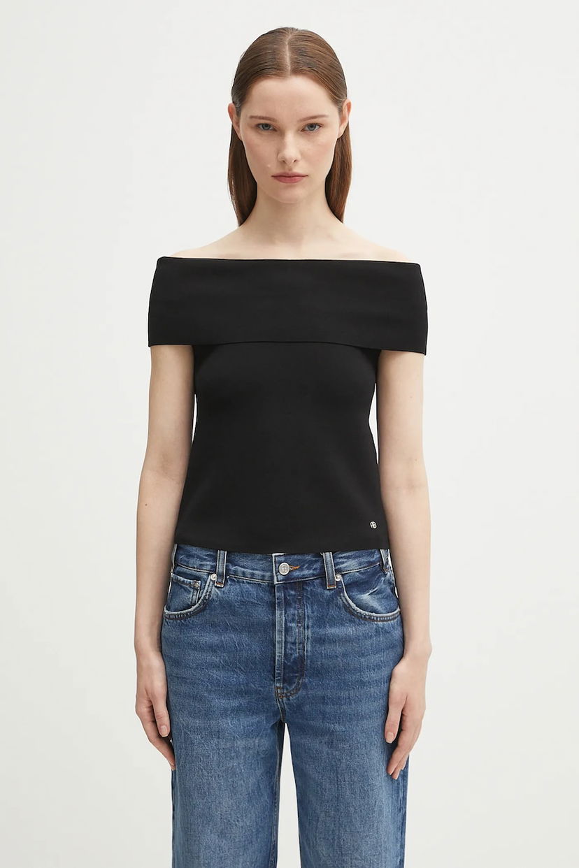 Безрукавка Anine Bing Anine Bing Francis Off-The-Shoulder Knit Top чорний | A.09.11203