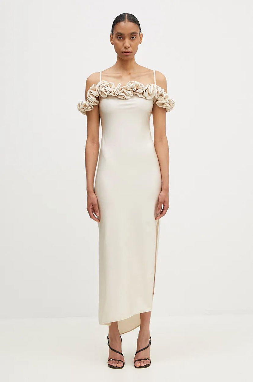 плаття Coperni Maxi Ruffle Dress бежевий | COPR113545