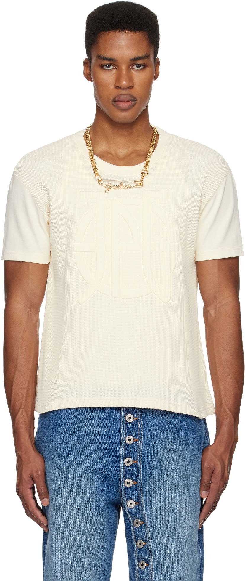 Футболка Jean Paul Gaultier Oversized T-Shirt бежевий | 25/33-F-TS095E-J071-03