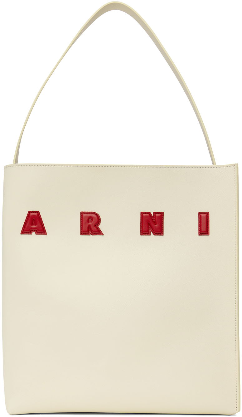 сумка-тоут Marni Medium Leather Museo Patches Tote білий | SHMP0106U0 P6483