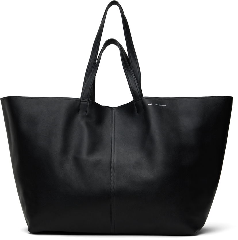 сумка-тоут AMI AMI Paris Leather Midi Maxi Tote чорний | ULL024.AL0090