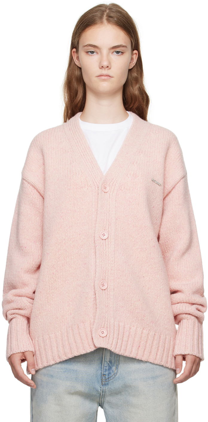 Cветр We11done Chunky V-Neck Cardigan Рожевий | WD-KC2-24-627-U-LP