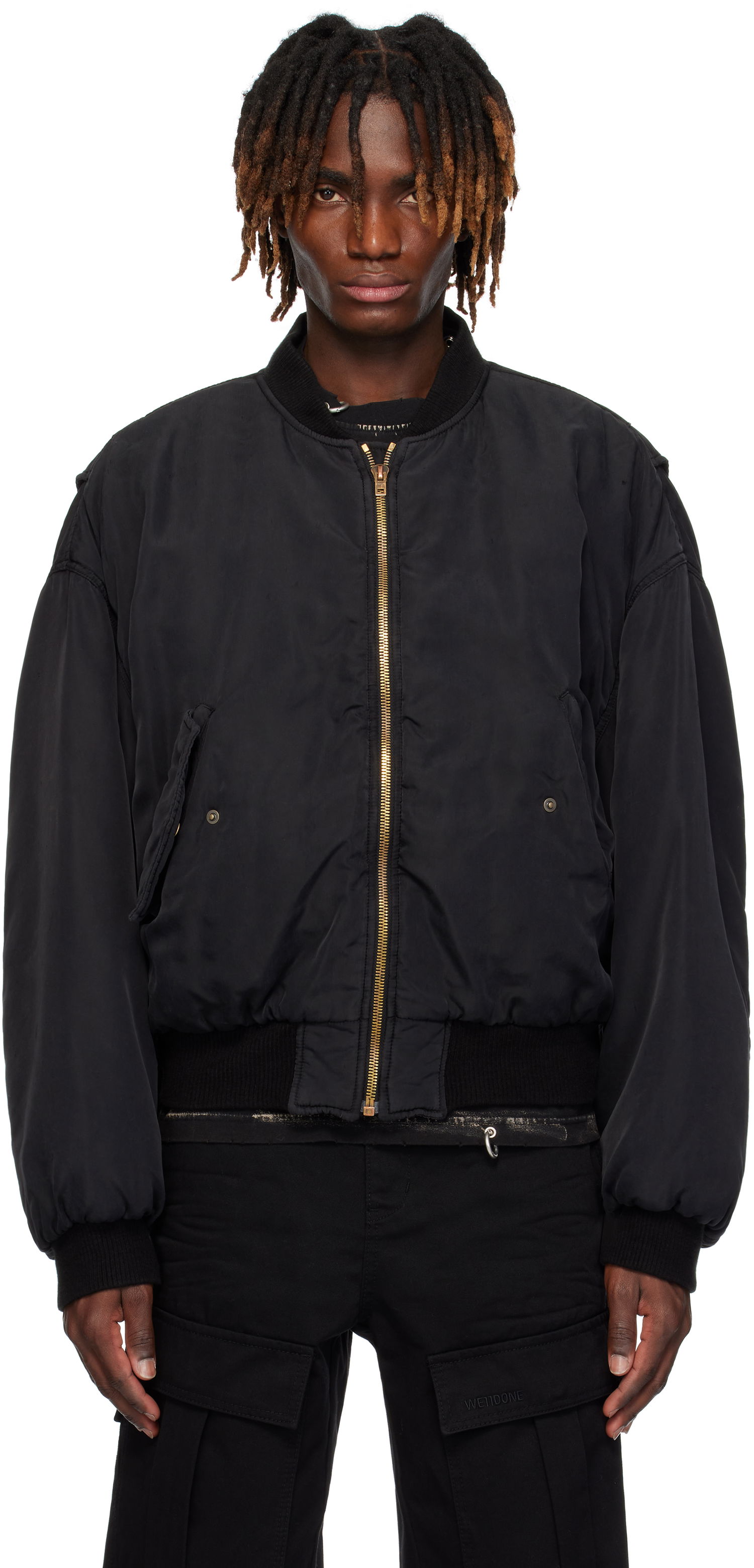 Куртка бомбер We11done We11done Curved Bomber Jacket чорний | WD-JP0-25-005-U-BK, 0
