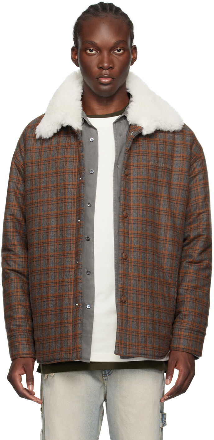 Куртка We11done We11done Insulated Plaid Faux-Shearling Jacket Коричневий | WD-SH2-24-170-M-BR