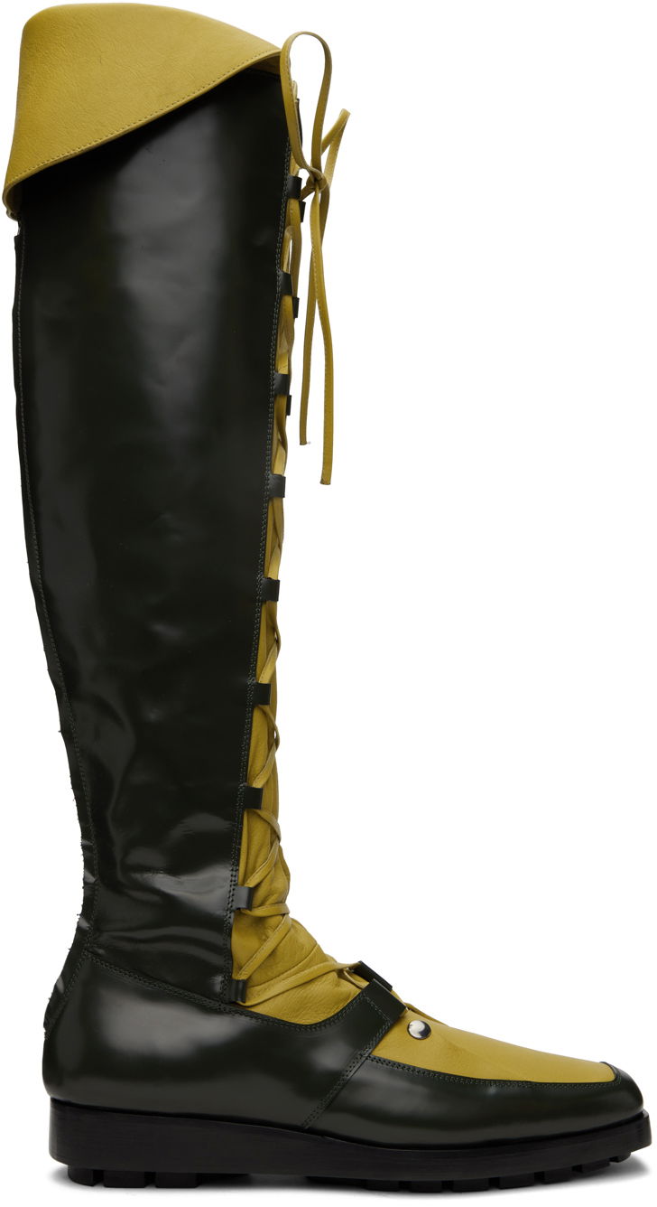 Кросівки та взуття KIKO KOSTADINOV Kiko Kostadinov Priam Lace-Up Knee-High Boots Зелений | KKAW23FT02-98