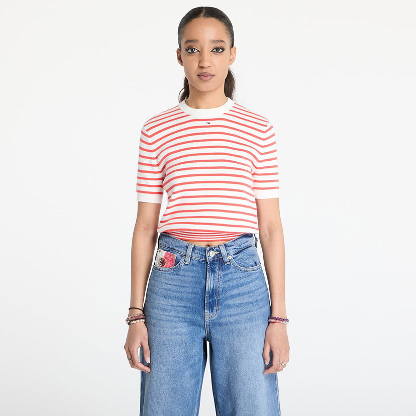 Футболка Tommy Hilfiger Tommy Jeans Essential Short Sleeve Striped Sweater білий | DW0DW19336 0EX