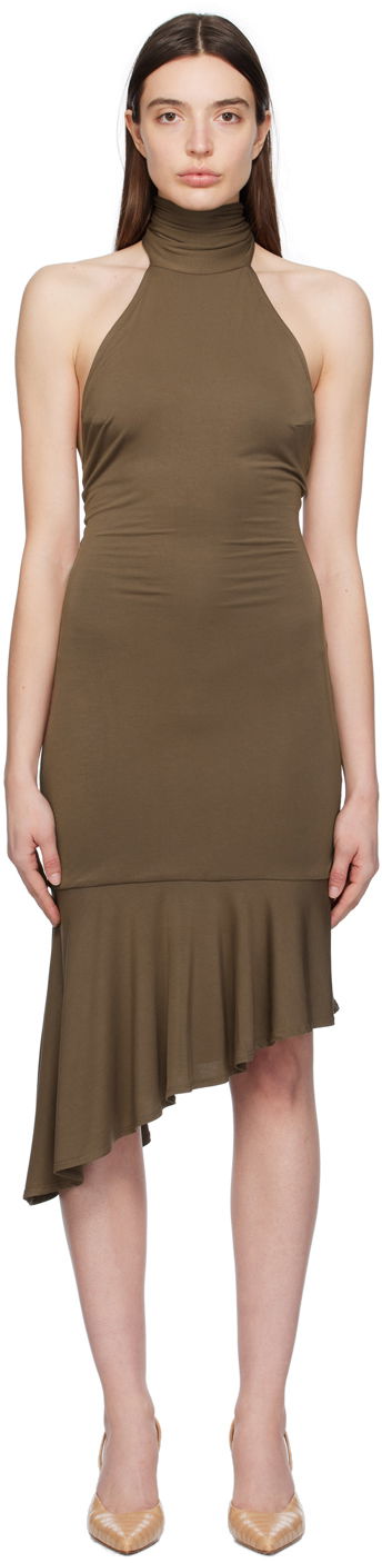 плаття Miaou Miaou Karina Halter Neck Midi Dress Коричневий | 5028TJBPOLV