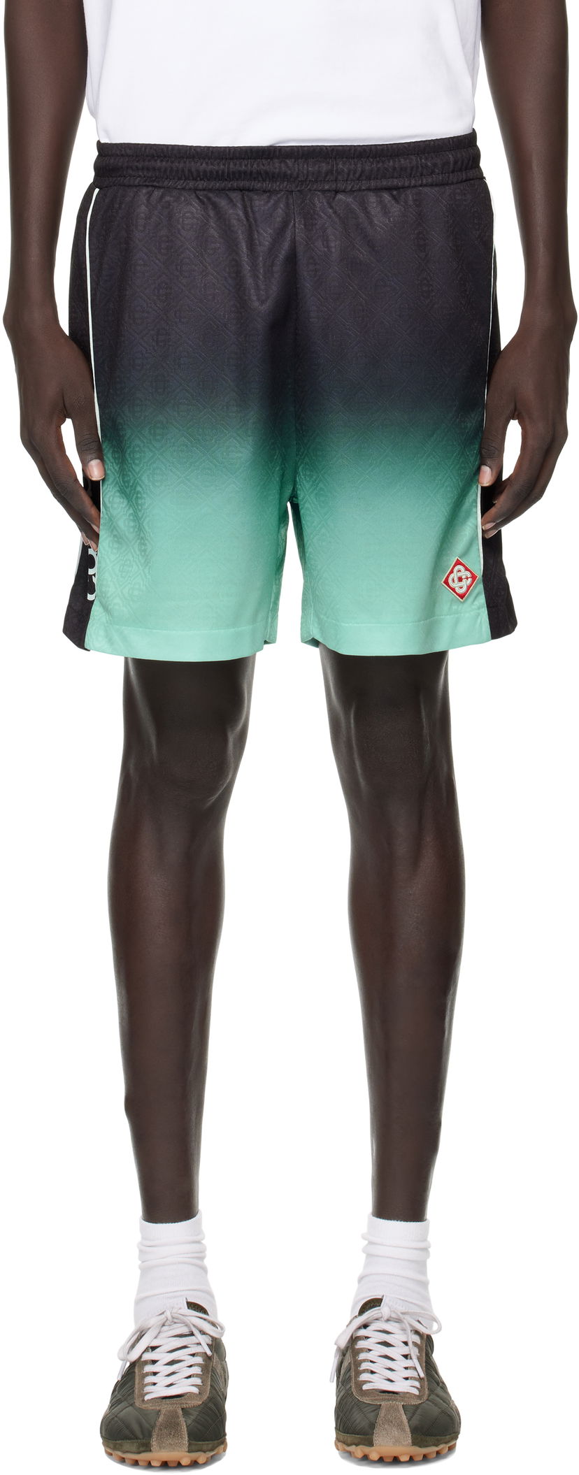 Шорти Casablanca Casablanca Gradient Monogram Football Shorts Зелений | MPF25-JTR-253-01