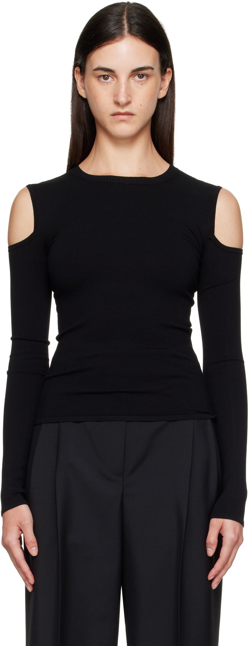 Футболка Max Mara Max Mara Vik Cold-Shoulder Top чорний | 2511361092600