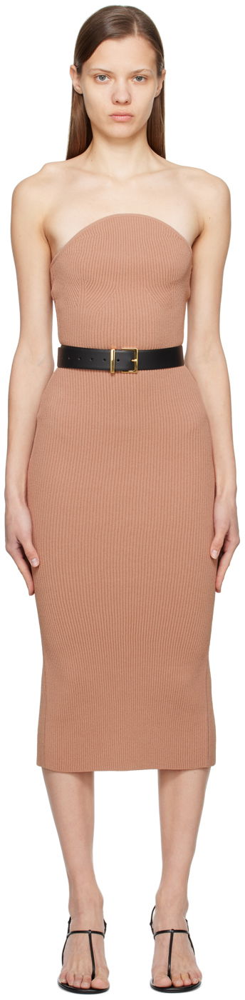 плаття Khaite 'The Rumer' Strapless Midi Dress бежевий | 8833400