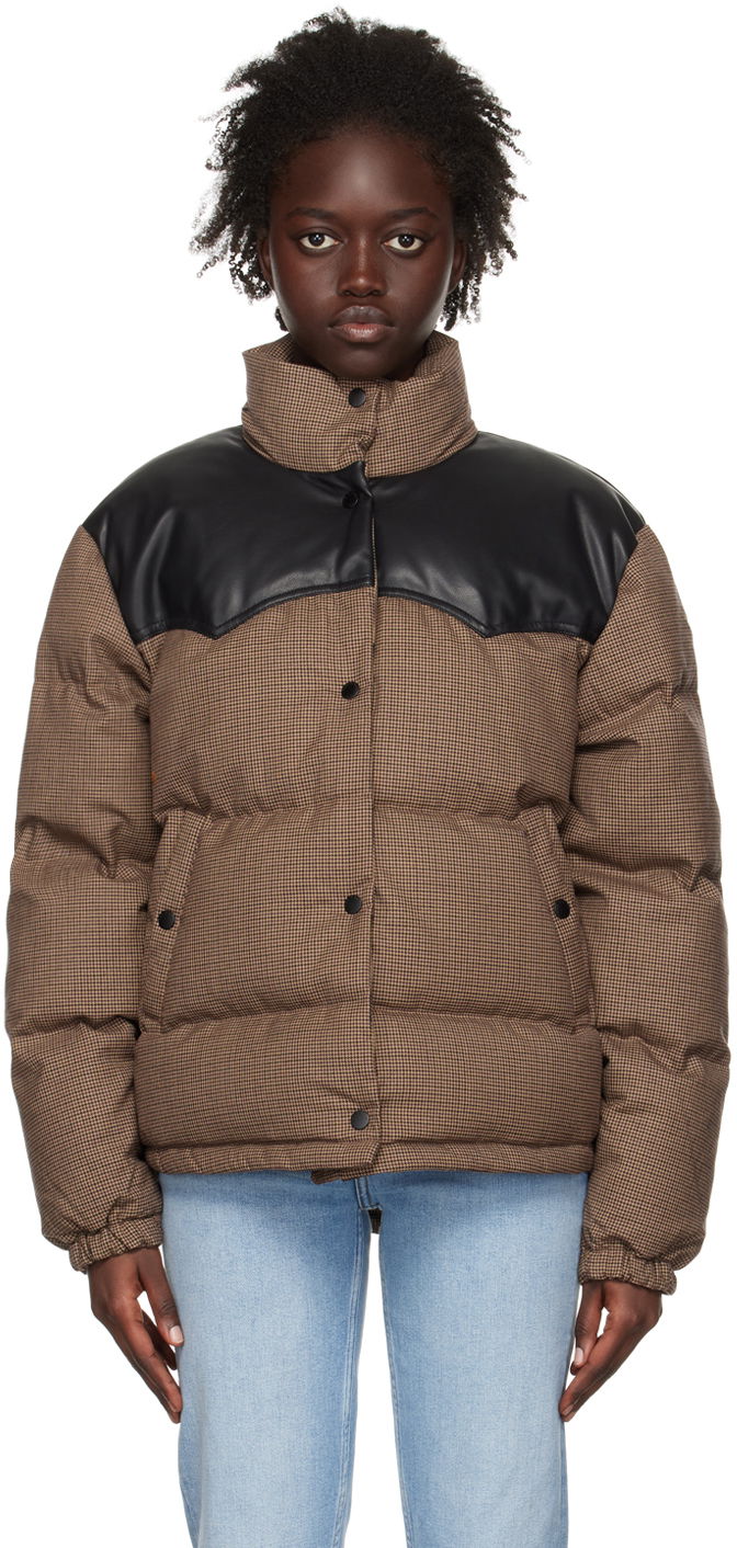 Пуховик rag & bone Rag & Bone Cal Houndstooth Down Jacket Коричневий | WAW22F2031FA31