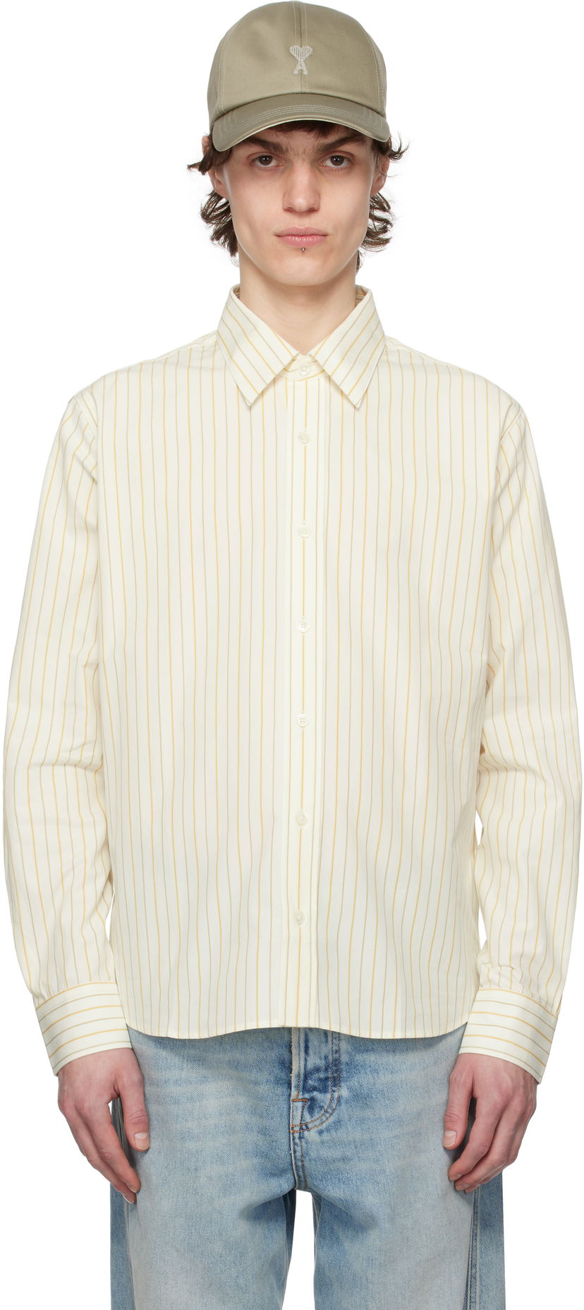 Сорочка AMI AMI Paris Classic Striped Shirt Жовтий | HSH051.CO0109