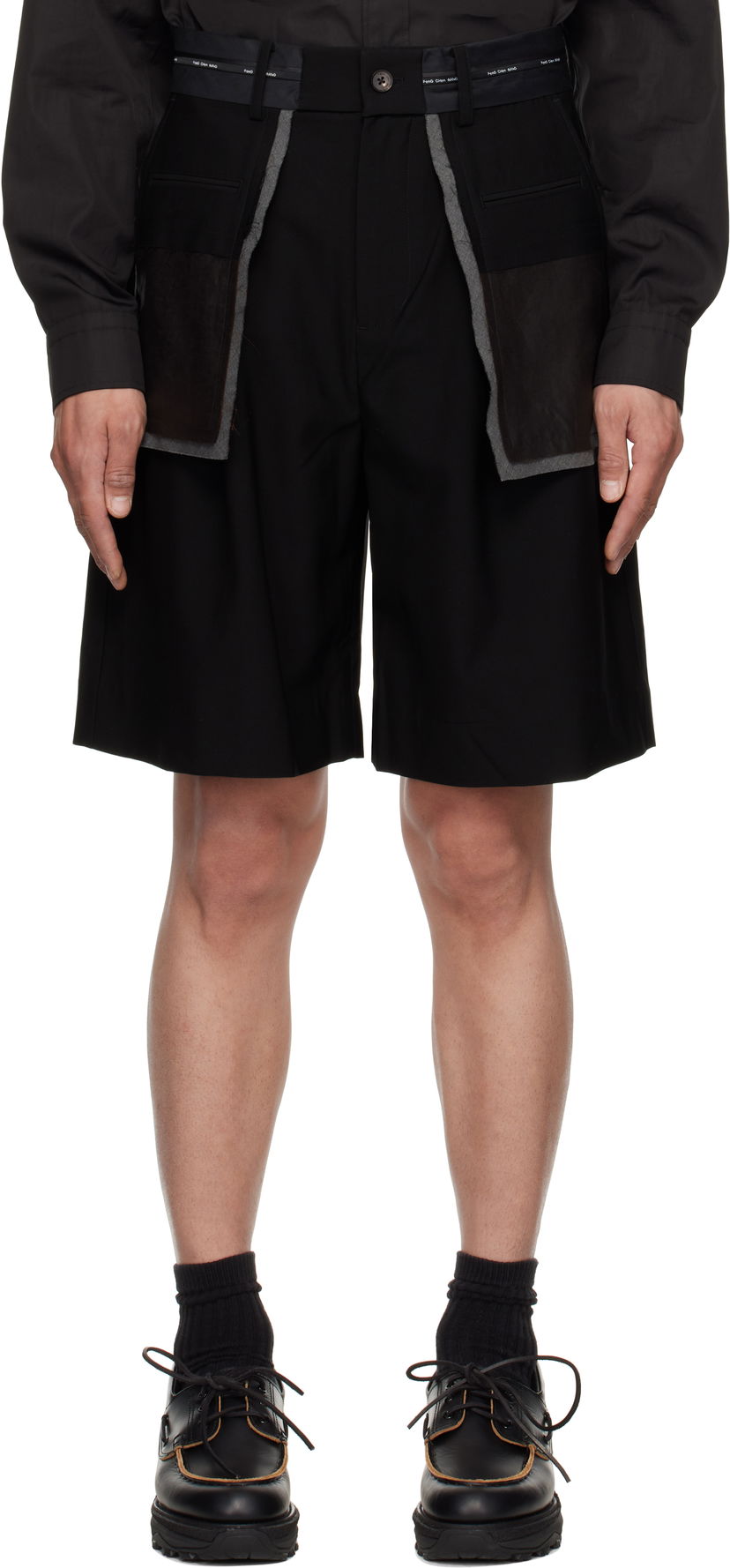 Шорти Feng Chen Wang Feng Chen Wang Deconstructed Patchwork Shorts чорний | FUS19ST02