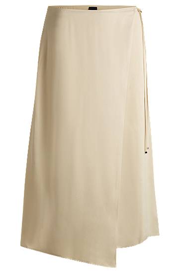 Спідниця BOSS Satin Wrap-Front Midi Skirt бежевий | 50538116