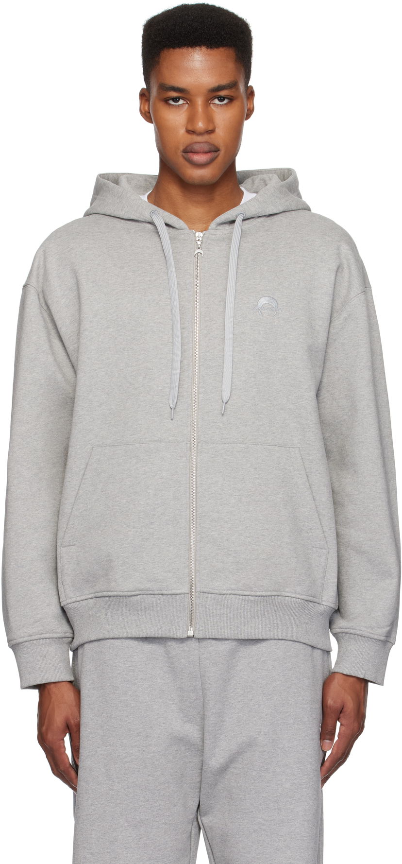 Світшоти Marine Serre Moon Logo Fleece Zip Hoodie Сірий | UST017A CJER0013