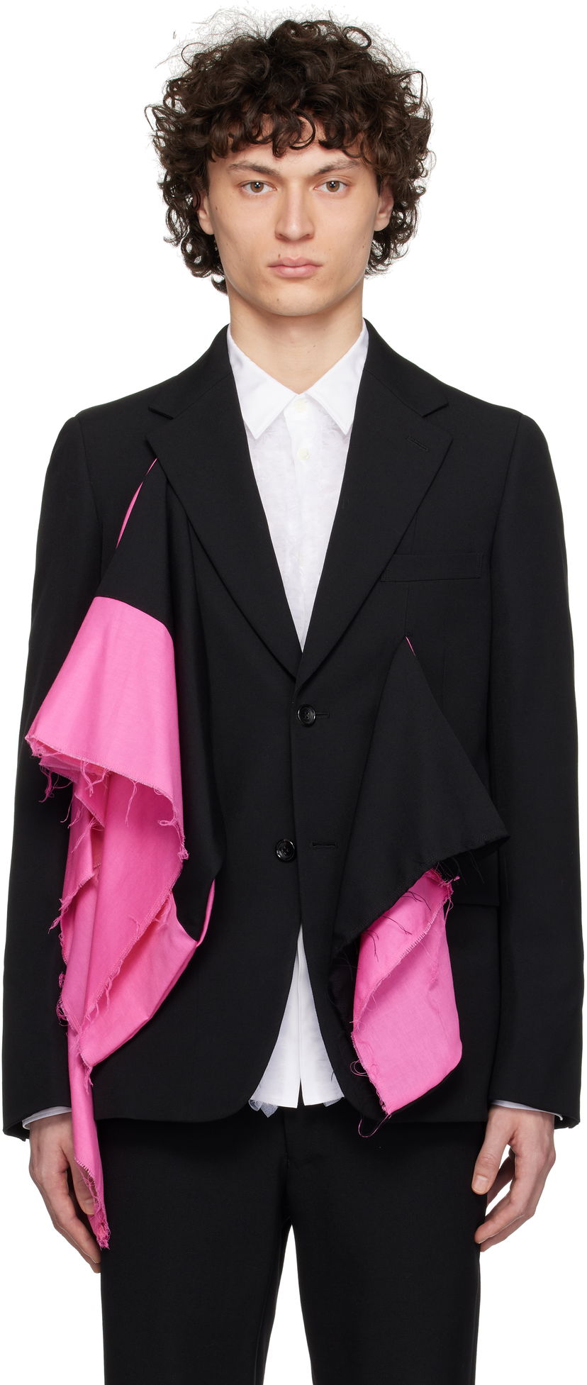 Куртка Comme des Garçons Comme des Garçons Homme Plus Gabardine Blazer with Draped Detail чорний | PO-J054-051