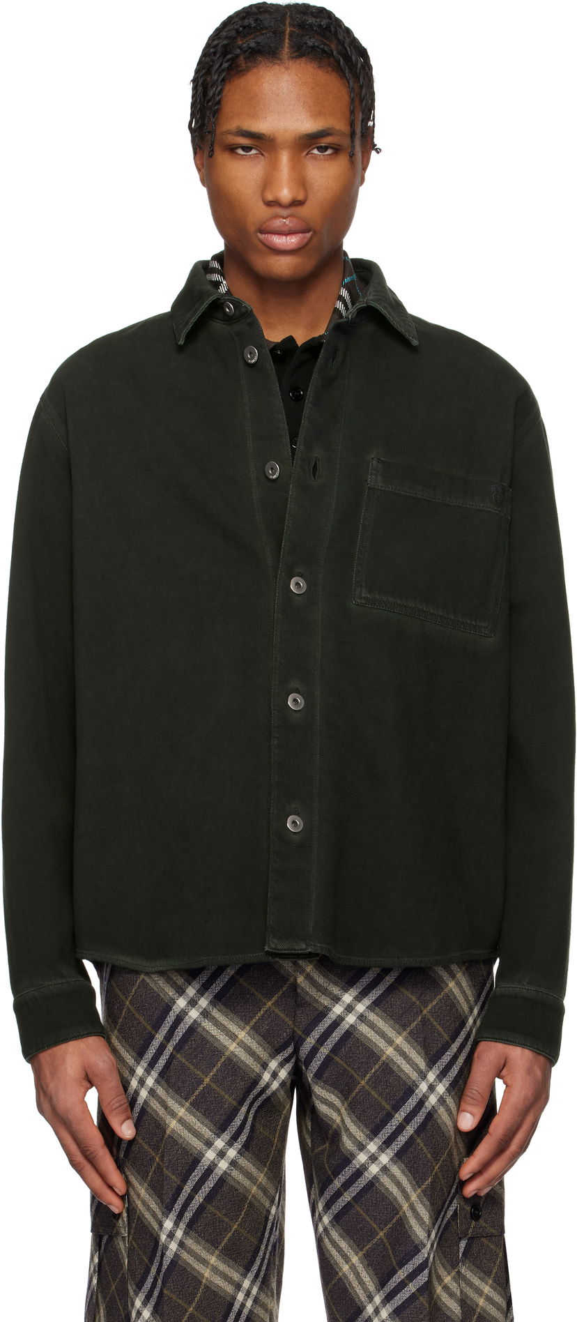 Сорочка Burberry Burberry Garment Dyed Denim Shirt Зелений | 8101259