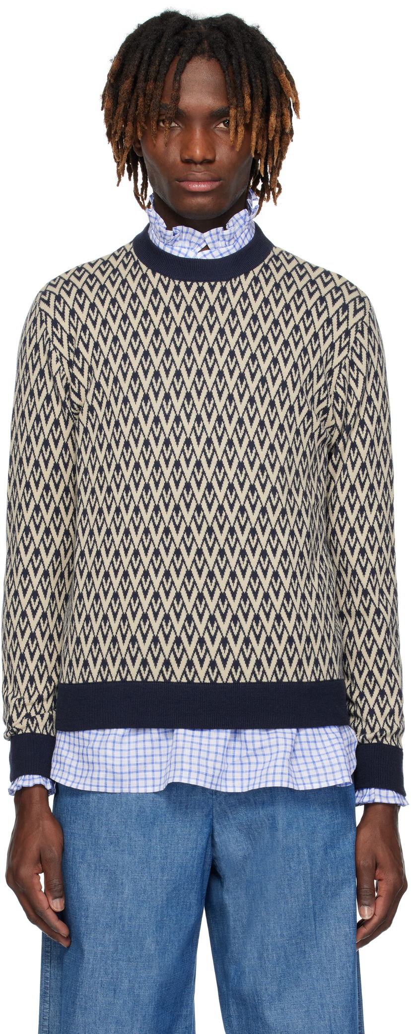 Cветр Valentino Valentino 'Toute La V' Patterned Sweater бежевий | 6V3KC33KAR0