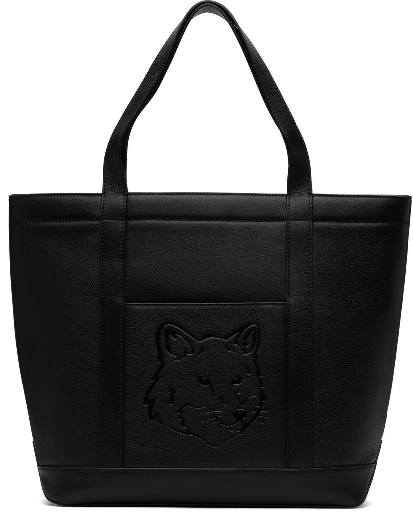 сумка-тоут MAISON KITSUNÉ Maison Kitsuné Fox Head Leather Medium Tote чорний | OW05110LC0045
