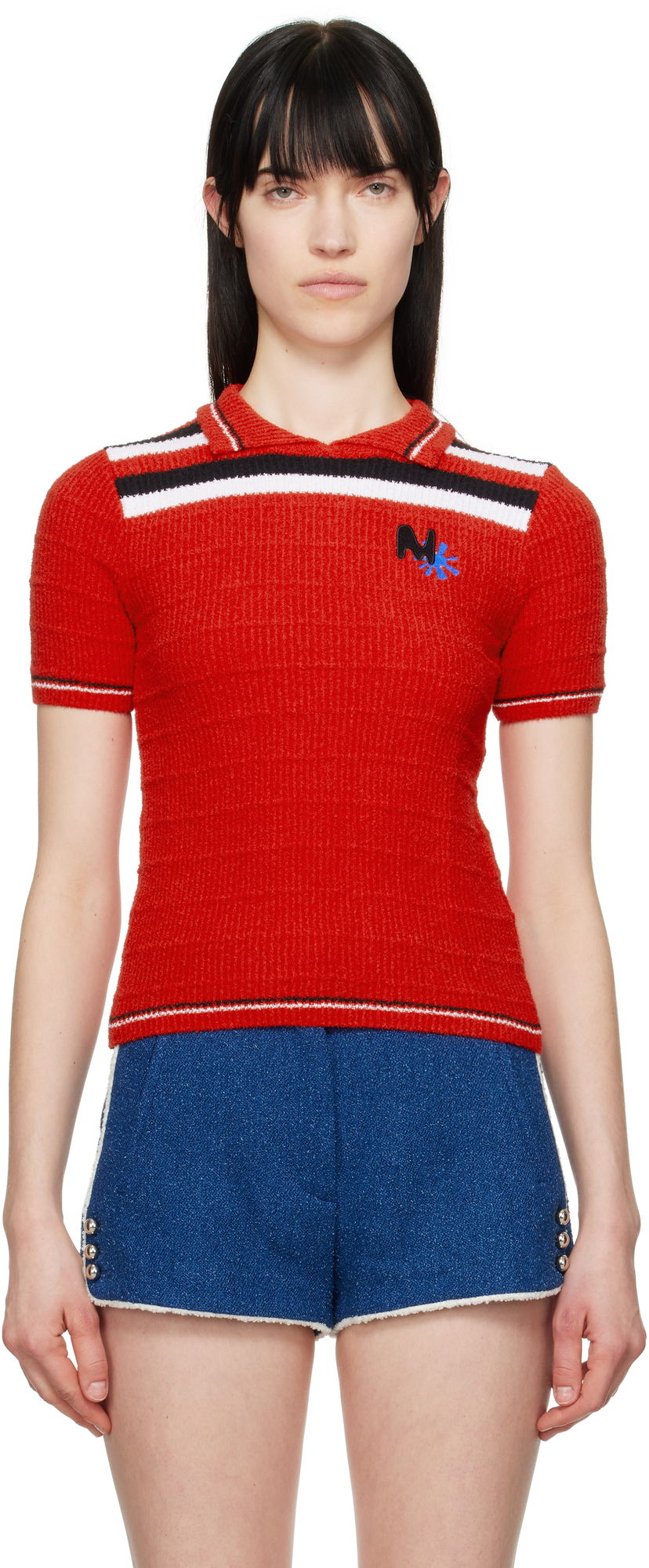 Сорочка поло MSGM MSGM Embroidered Logo Polo Червоний | 3841MDM202 257289
