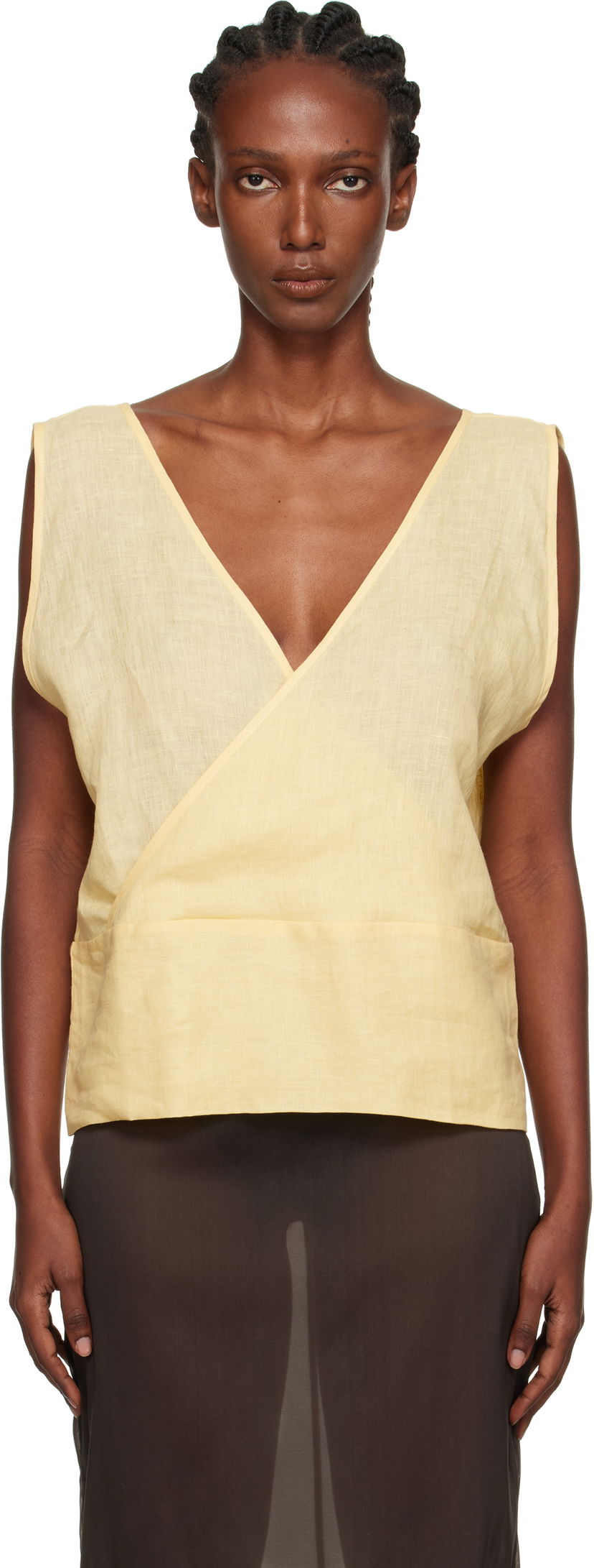 Безрукавка Baserange Baserange Garlin Wrap Linen Top Жовтий | TSGA-FL-AU25