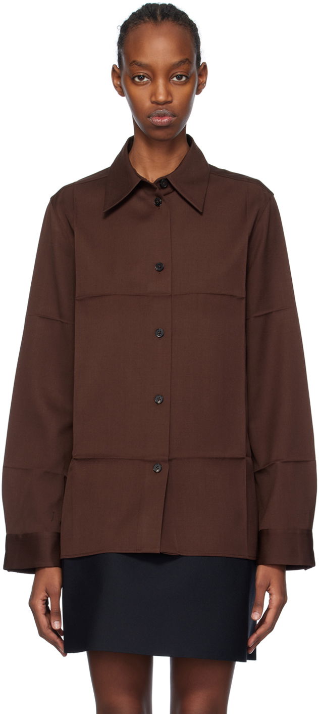 Сорочка Jil Sander Spread Collar Shirt Коричневий | J04DL0004_J40003