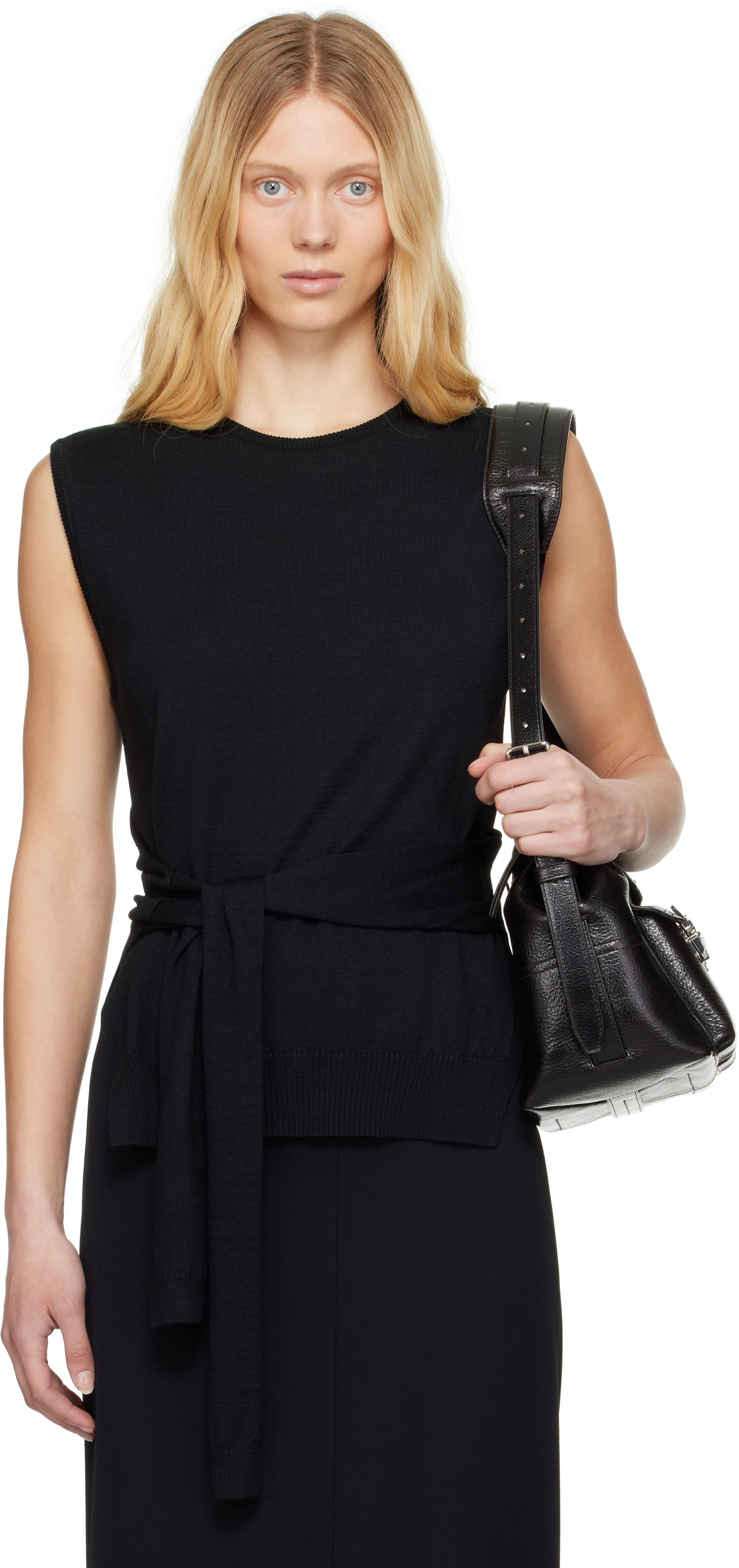 Cветр LEMAIRE Lemaire Trompe L'oeil Sleeveless Tie-Waist Sweater чорний | TO1323 LK087, 0