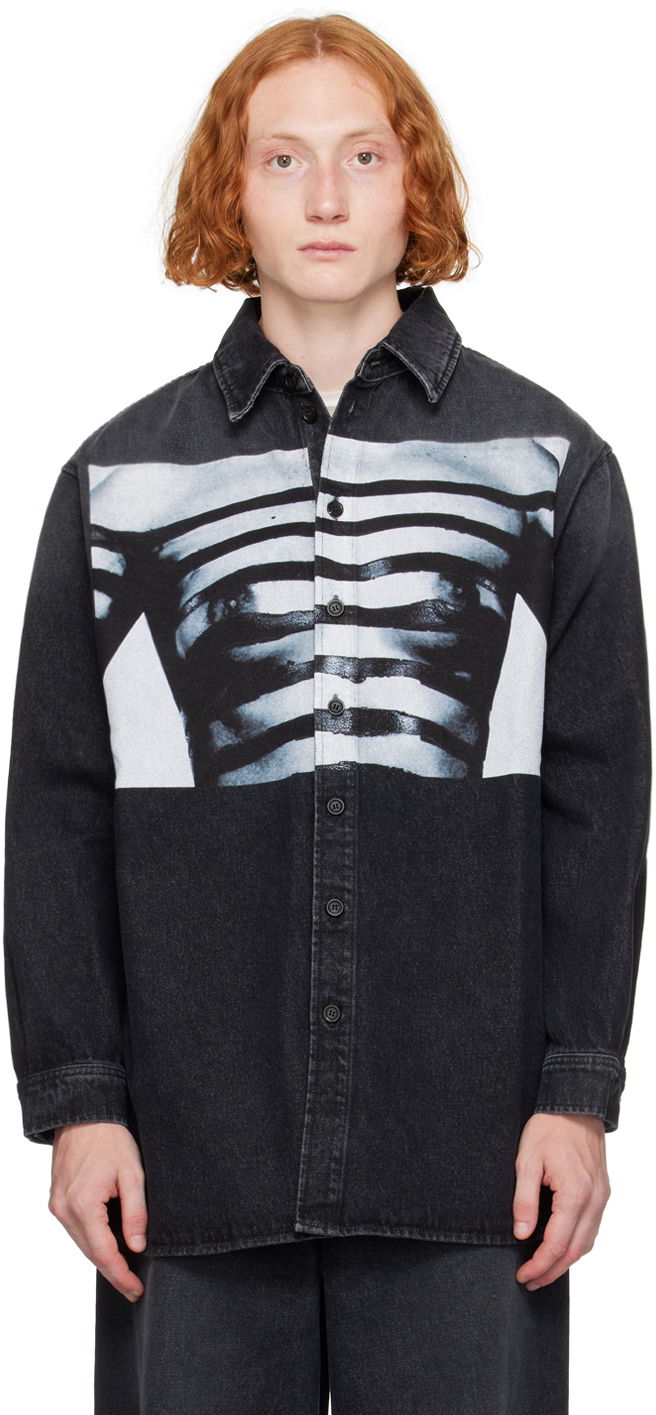 Сорочка Jean Paul Gaultier Jean Paul Gaultier 'The Body Marinière' Print Denim Shirt чорний | 24/30-F-CH063I-D016-060100