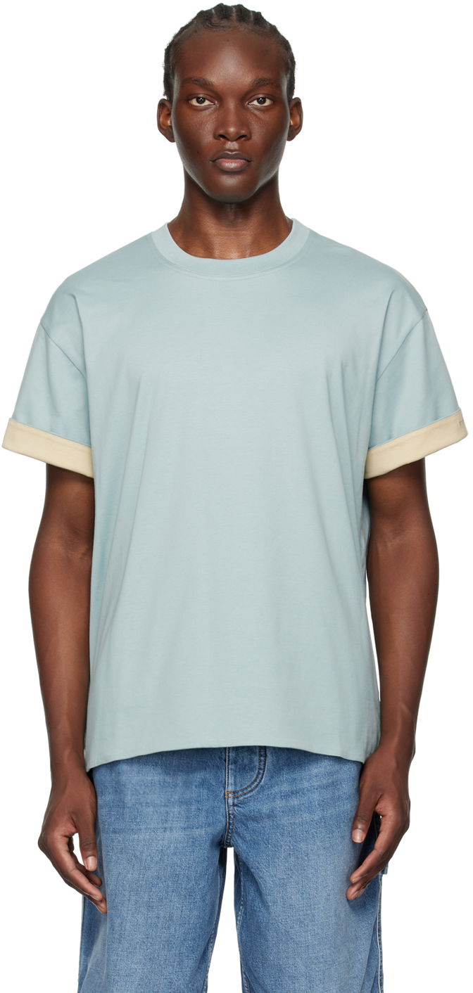 Футболка Bottega Veneta Blue Double Layer T-Shirt Синій | 744998 V4DR0 3006